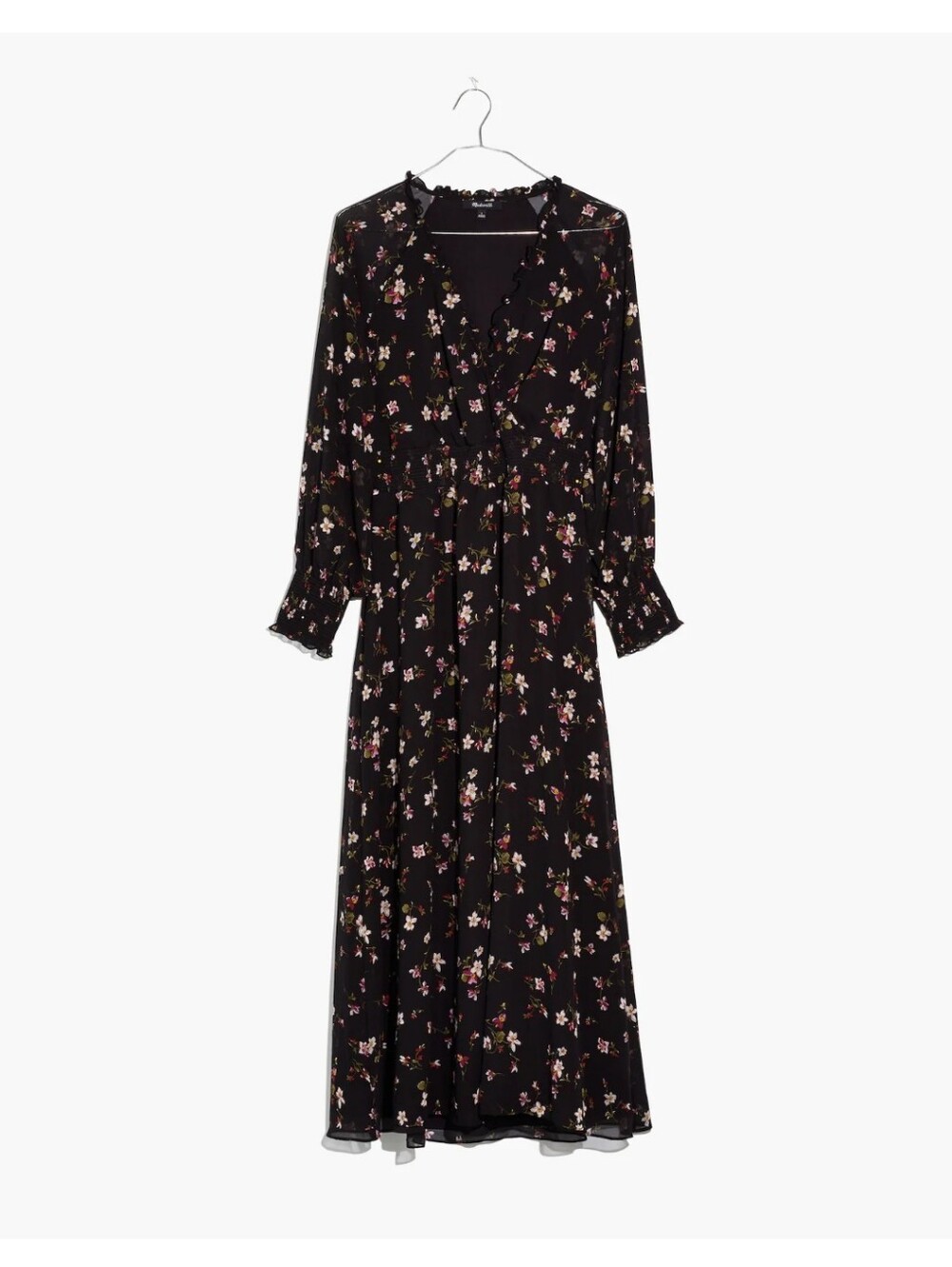 Madewell Georgette Smocked Backyard Blooms Floral Ruffle-Trim Maxi Dress Size M